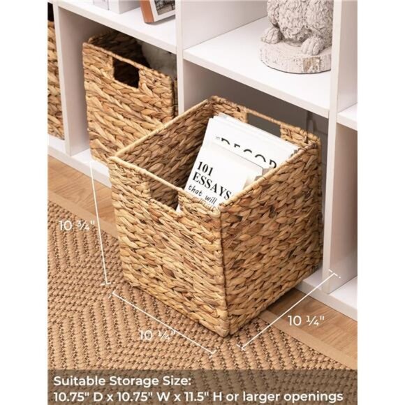 Wicker Baskets for Storage with Liners, Water Hyacinth Storage Baskets - Picture 4 of 7